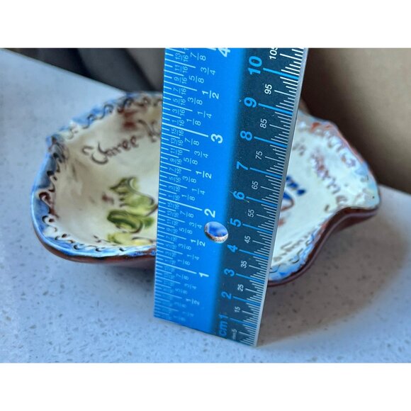 Signed Weldon Ceramic Trinket Dish With Hand-Painted Bird & Scribed Marriage Quo - Picture 9 of 10